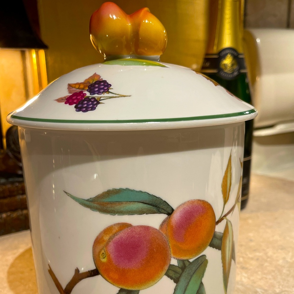 1980's vintage Royal Worchester Evesham Vale Porcelain Canister/Cookie Jar